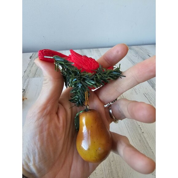 Cardinal bird ornament acorn pear set vintage nest unique birdhouse wooden - Picture 8 of 14